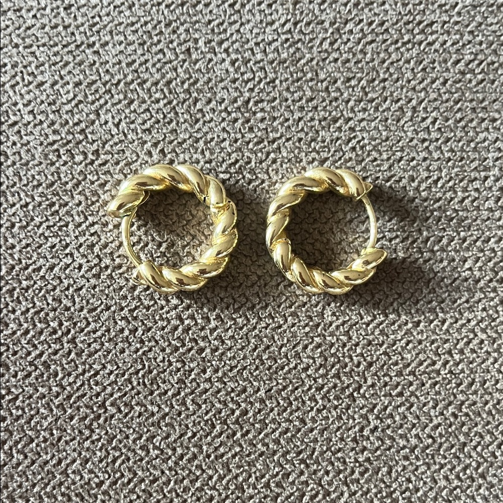Gold Twisted Hoop Earrings